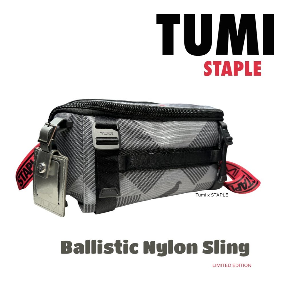 BRAND NEW - TUMI STAPLE 0374103GRY Sling Ballistic Nylon Men's Grey Red NWT